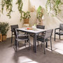 Voir la diapositive 3 : SWEEEK Table de jardin aluminium 120/180cm avec 6 chaises empilables aluminium et textilène
