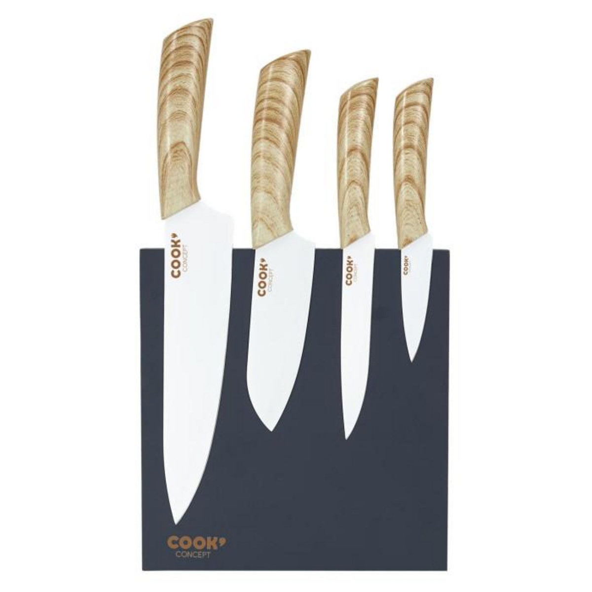 Paris Prix Lot de 4 Couteaux avec Support  Aimanté  34cm Gris