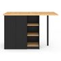 Voir la diapositive 3 : ID MARKET Ilot central CESAR 140 cm bois noir avec plan de travail façon hêtre