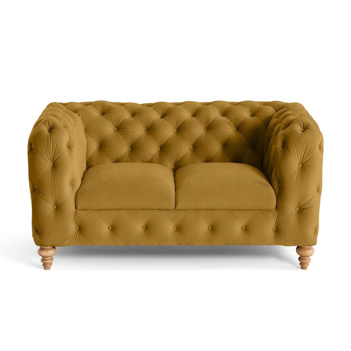 LISA DESIGN Walter - canapé 2 places chesterfield en velours - pieds bois