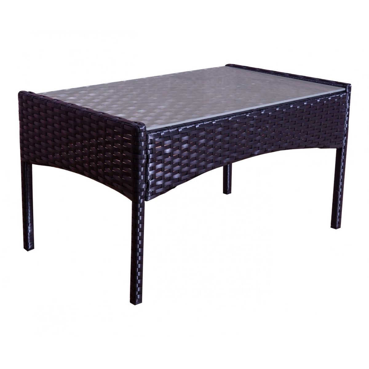 CONCEPT USINE Salon de jardin 4 places en résine tressée noir et gris MYKONOS