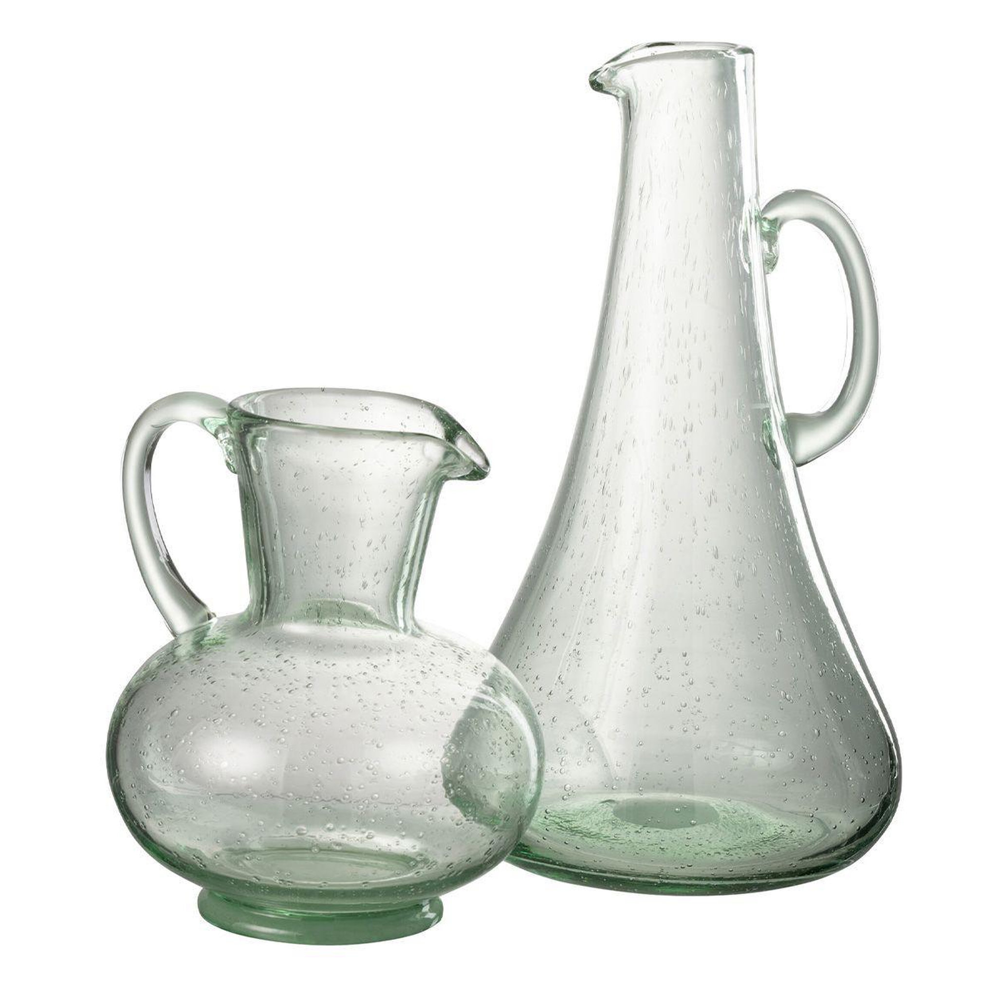 Voir la diapositive 2 : J-LINE Carafe design en verre  boule  21cm vert