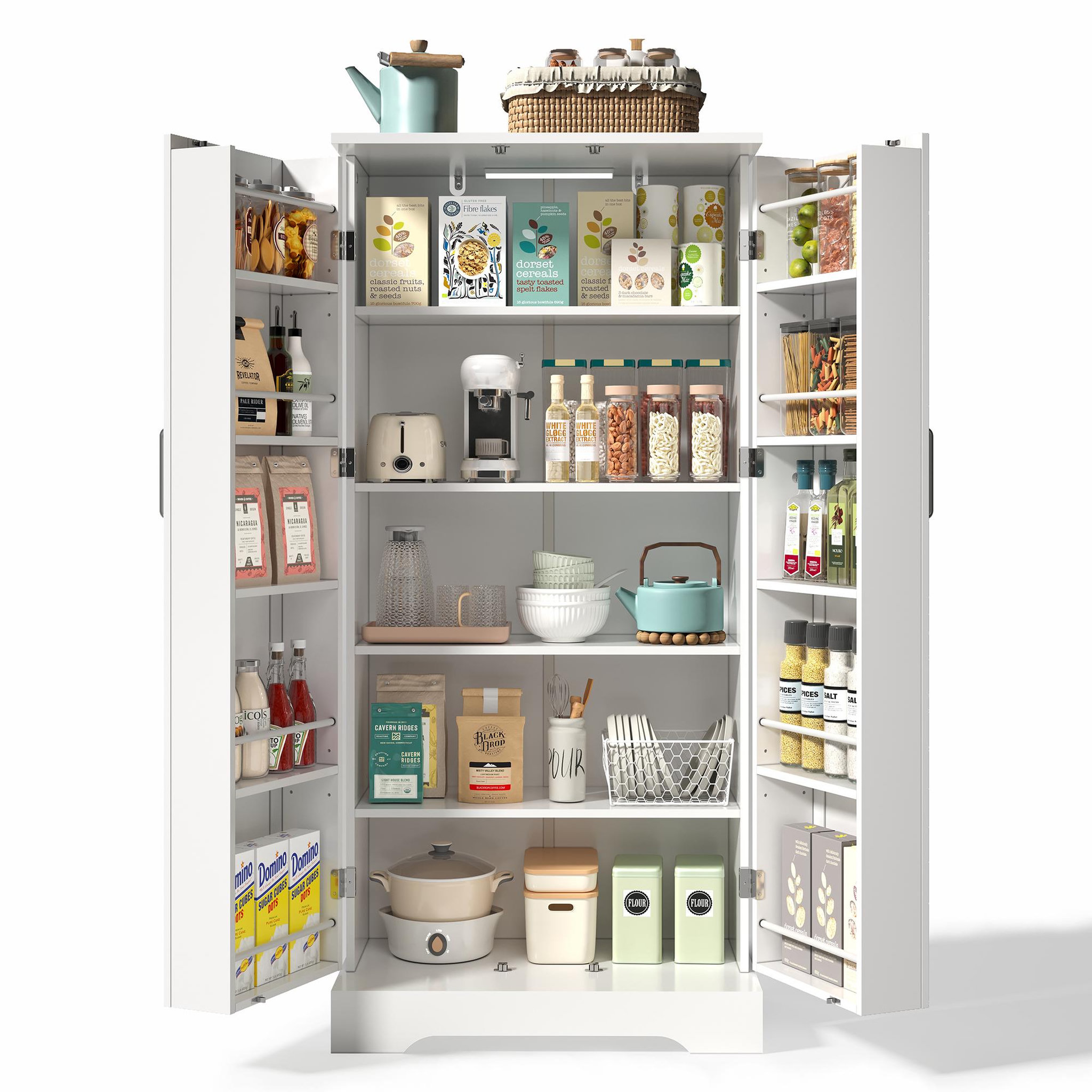 MERAX Buffet de cuisine 2 portes 0 tiroir - 60 cm blanc led mdf