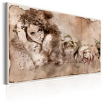 Paris Prix Tableau Imprimé  Retro Style : Woman & Roses. Coloris disponibles : Multicolore