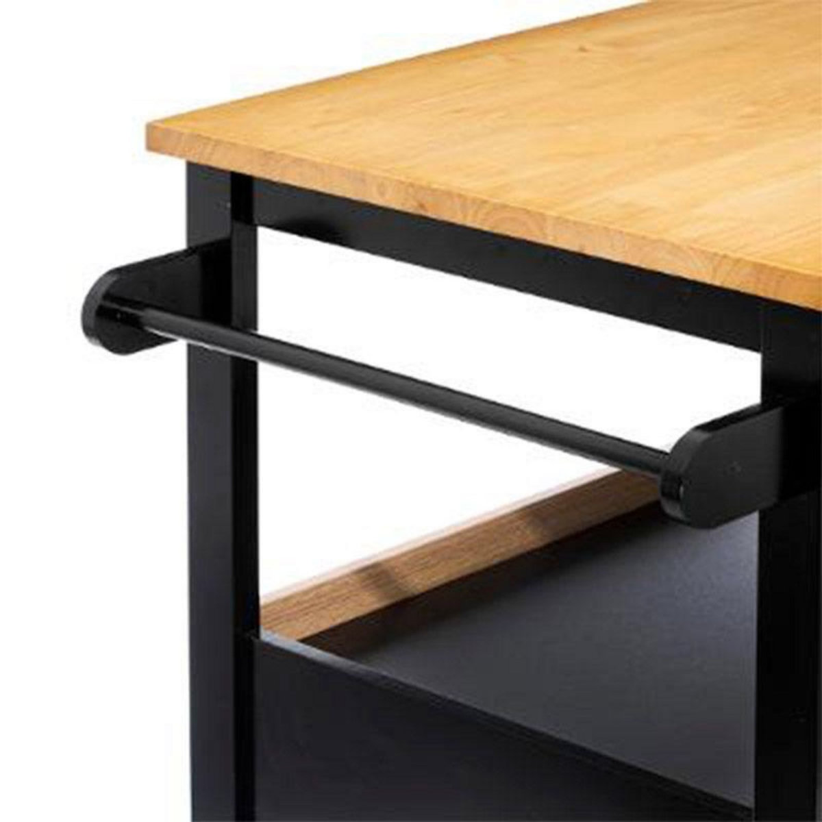  Ilot de Cuisine  Rangement  108cm Naturel & Noir