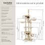 Voir la diapositive 6 : tectake Arbre à chat 243 à 260 cm avec griffoir et plateforme d'escalade beige/blanc