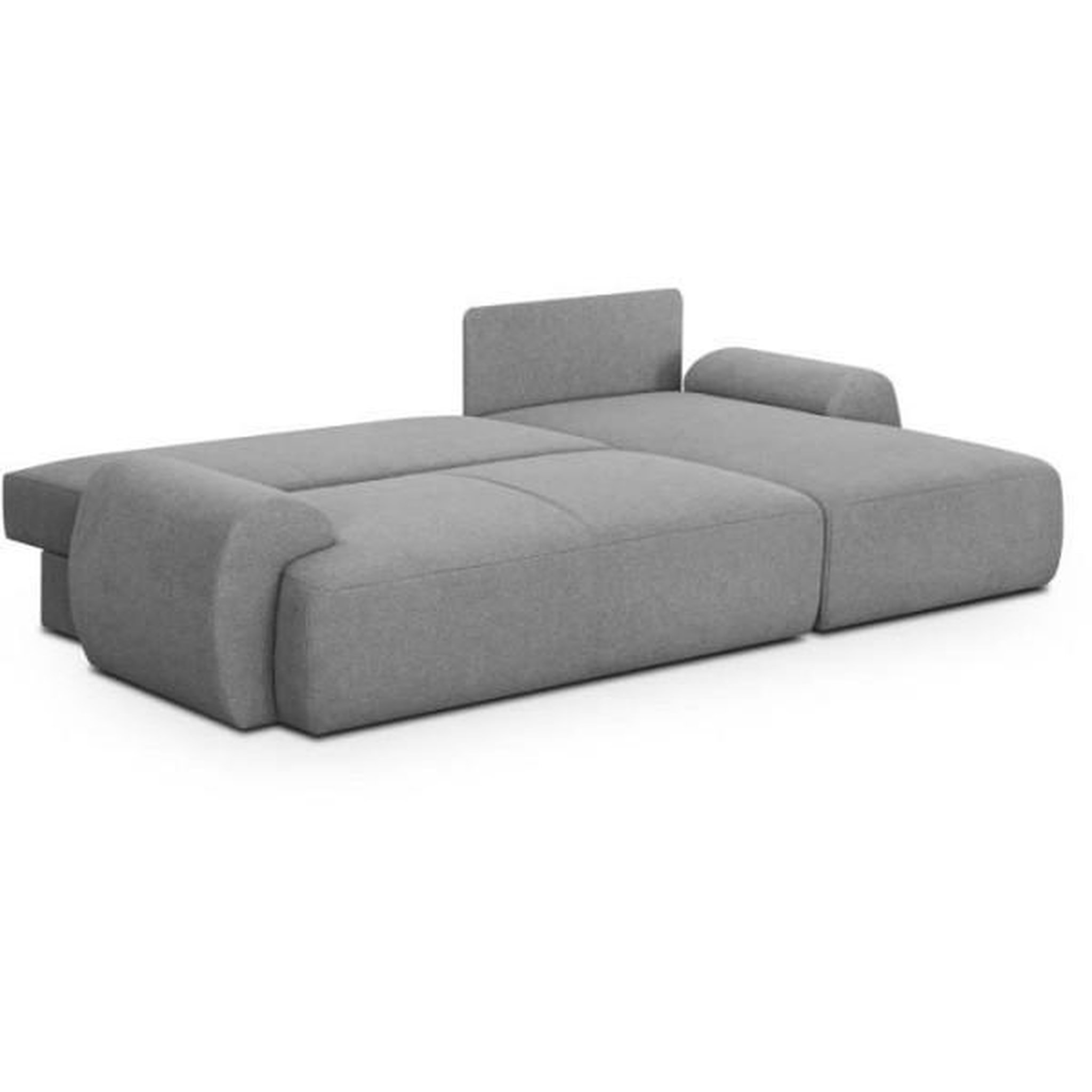 Voir la diapositive 3 : MARKET24 Canapé d'angle droit convertible MILO 4/5 places - Tissu gris - Coffre de rangement - L 264 x H 84 x P 99/145 cm