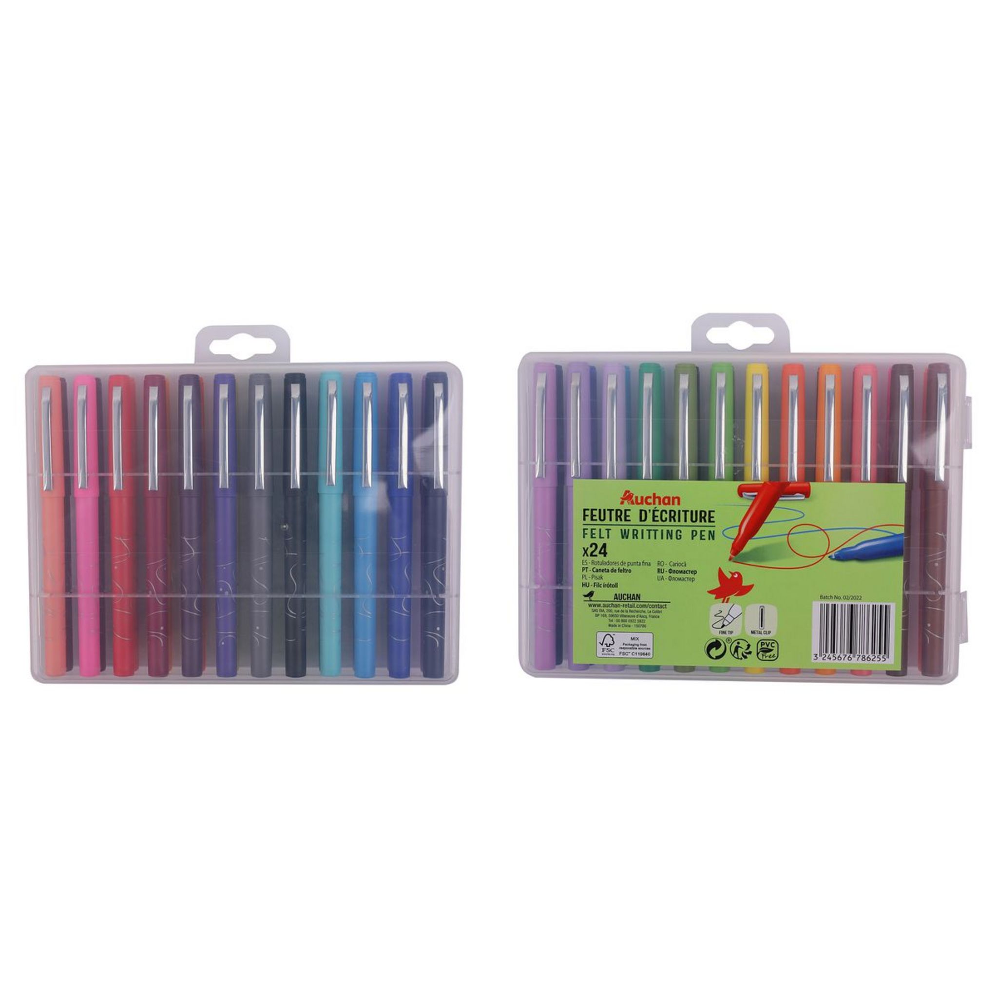 AUCHAN Lot de 24 stylos feutres senteur coloris assortis pas cher ...