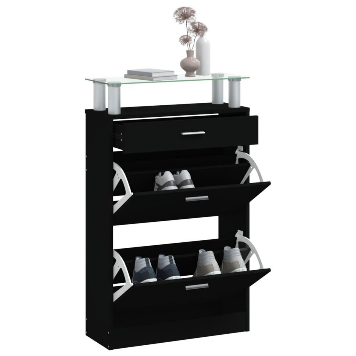 VIDAXL Armoire a chaussures Noir 63x24x104 cm Bois d'ingenierie