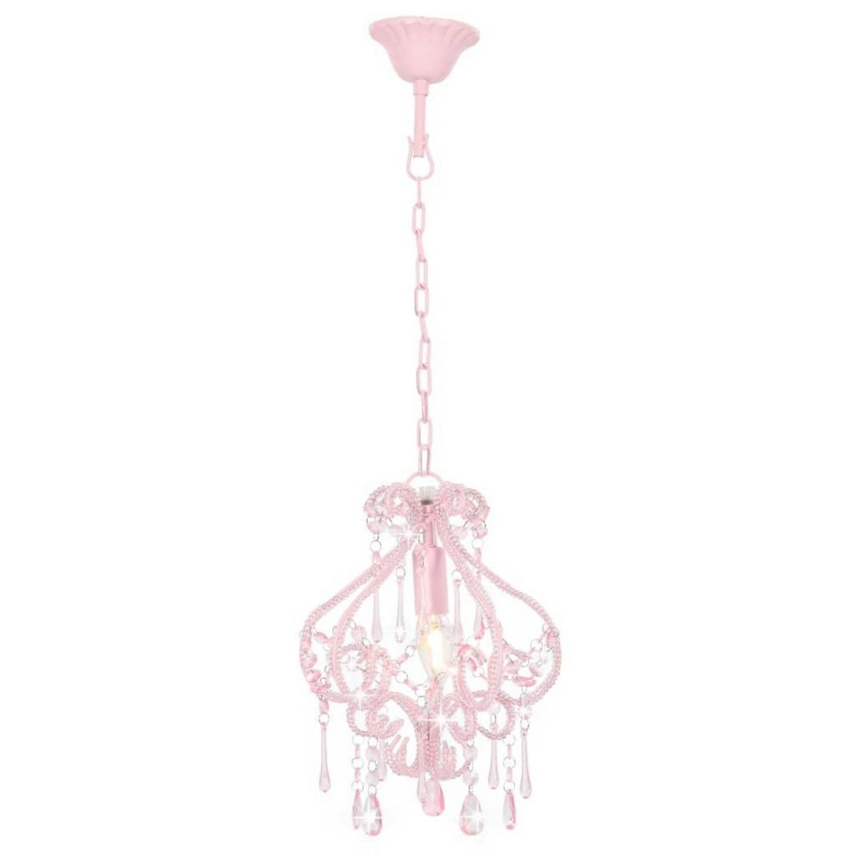 VIDAXL Plafonnier avec perles Rose Rond E14