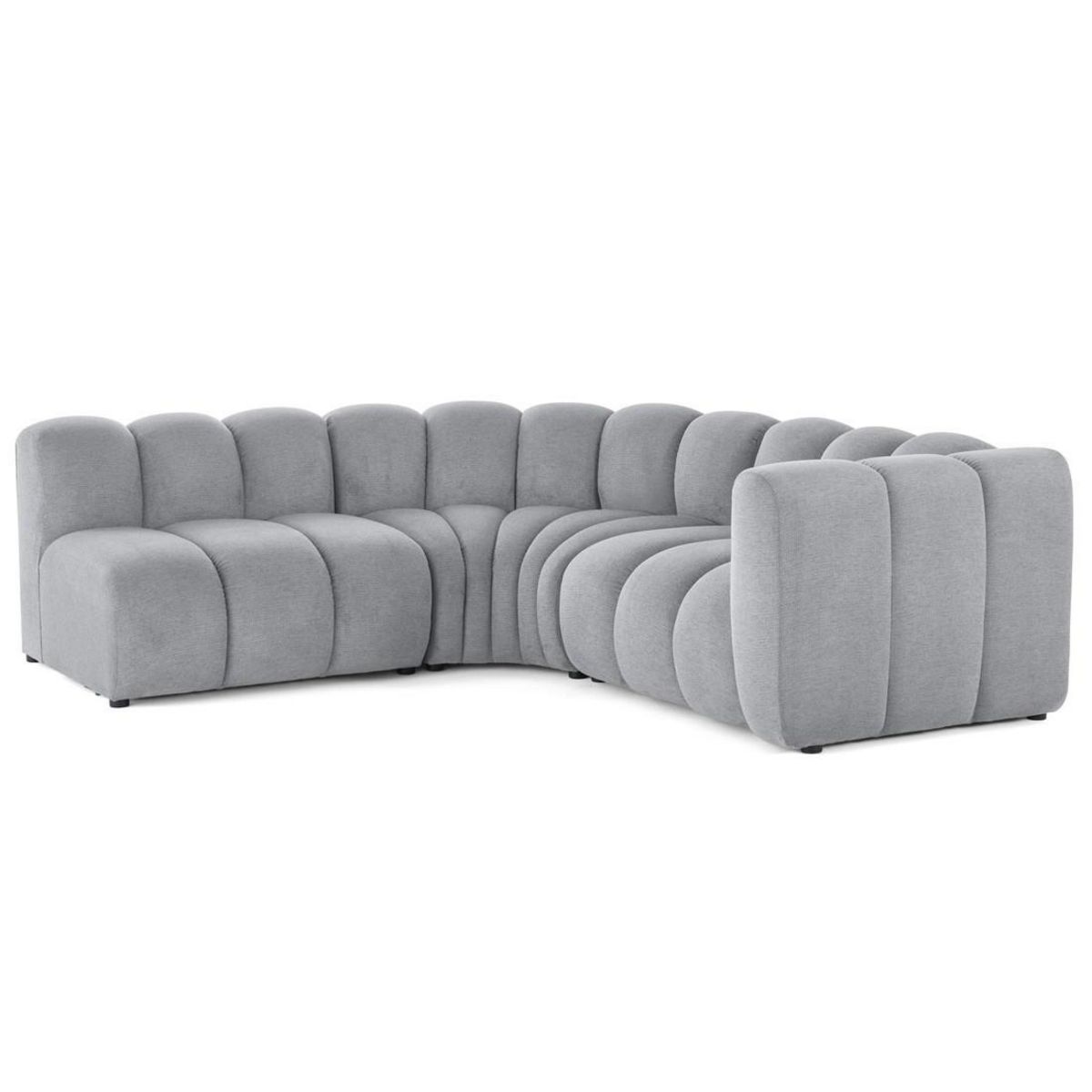 LISA DESIGN Debbie - canapé modulable d'angle gauche 4 places avec accoudoir en tissu texturé