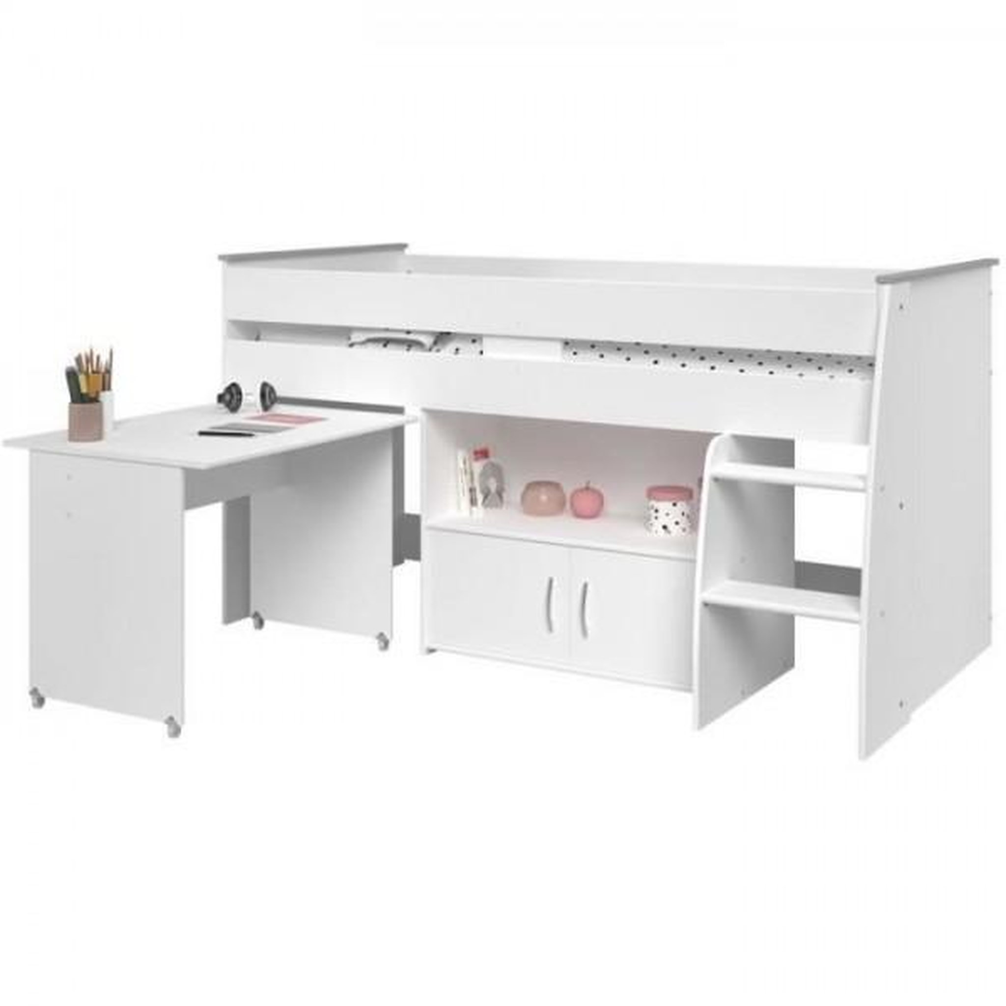 PARISOT Lit combiné enfant PARISOT ZOLA - Blanc - 90x200 cm - Sommier inclus