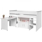 PARISOT Lit combiné enfant PARISOT ZOLA - Blanc - 90x200 cm - Sommier inclus