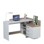 Voir la diapositive 1 : Bureau d'angle 3 tiroirs et rangements L128cm PITA