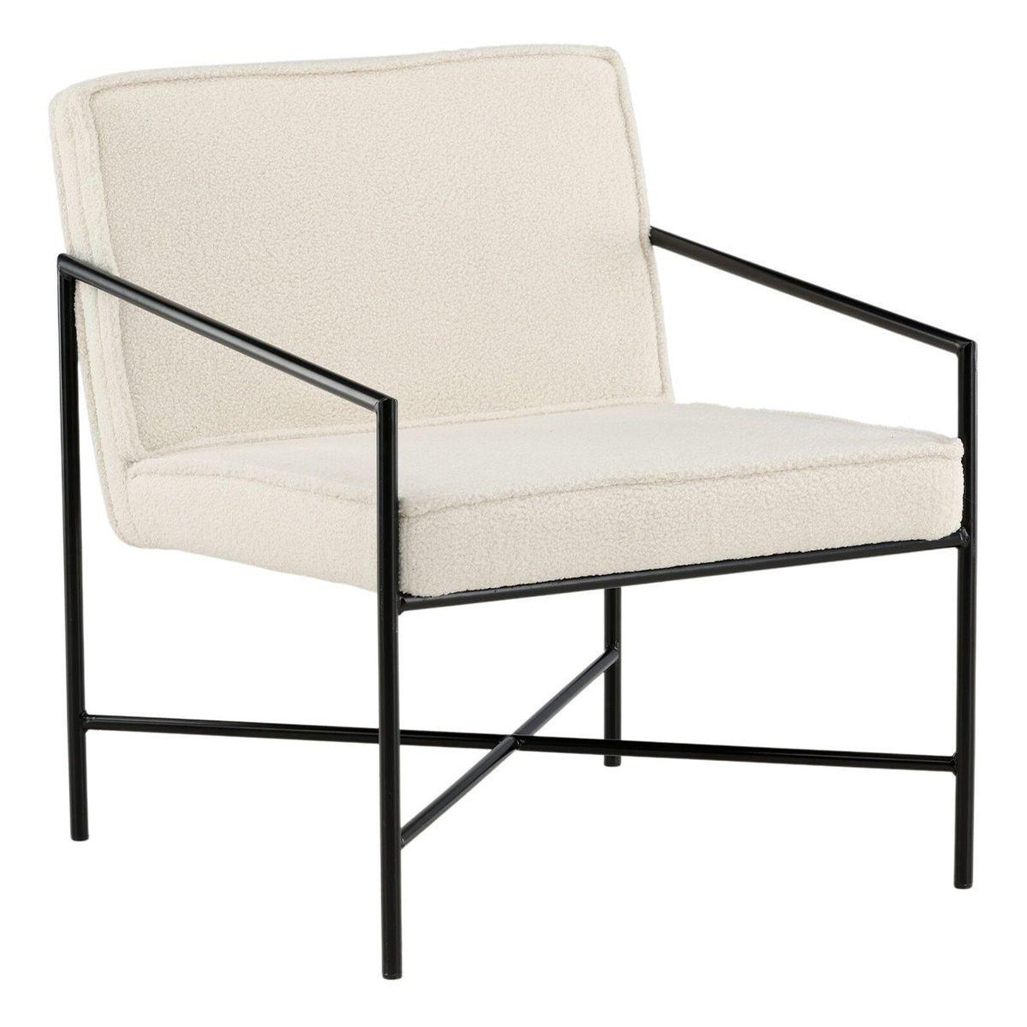 Paris Prix Fauteuil design bouclette  rakel  78cm blanc cassé