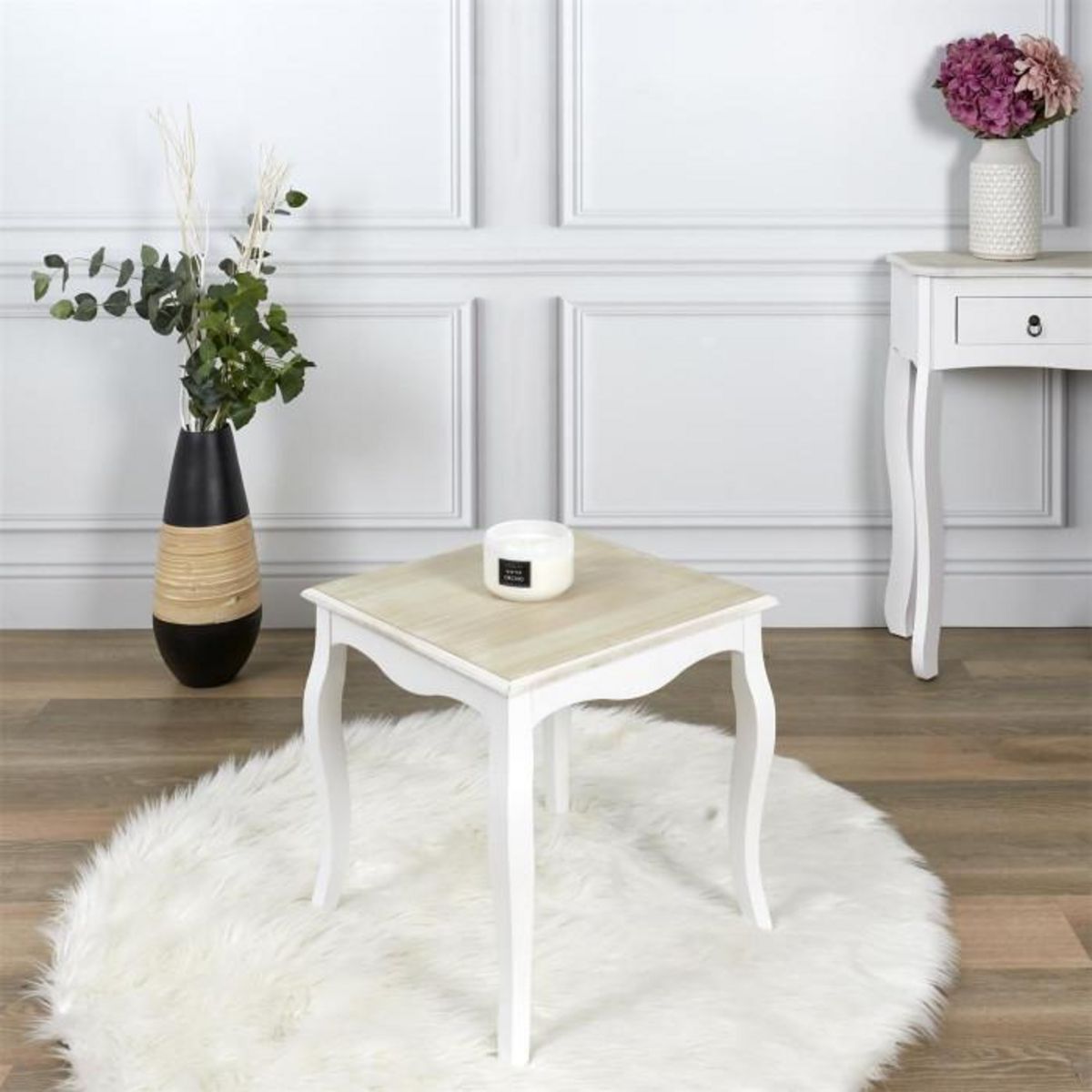 Paris Prix Table d'Appoint en Bois  Victoria  45cm Blanc