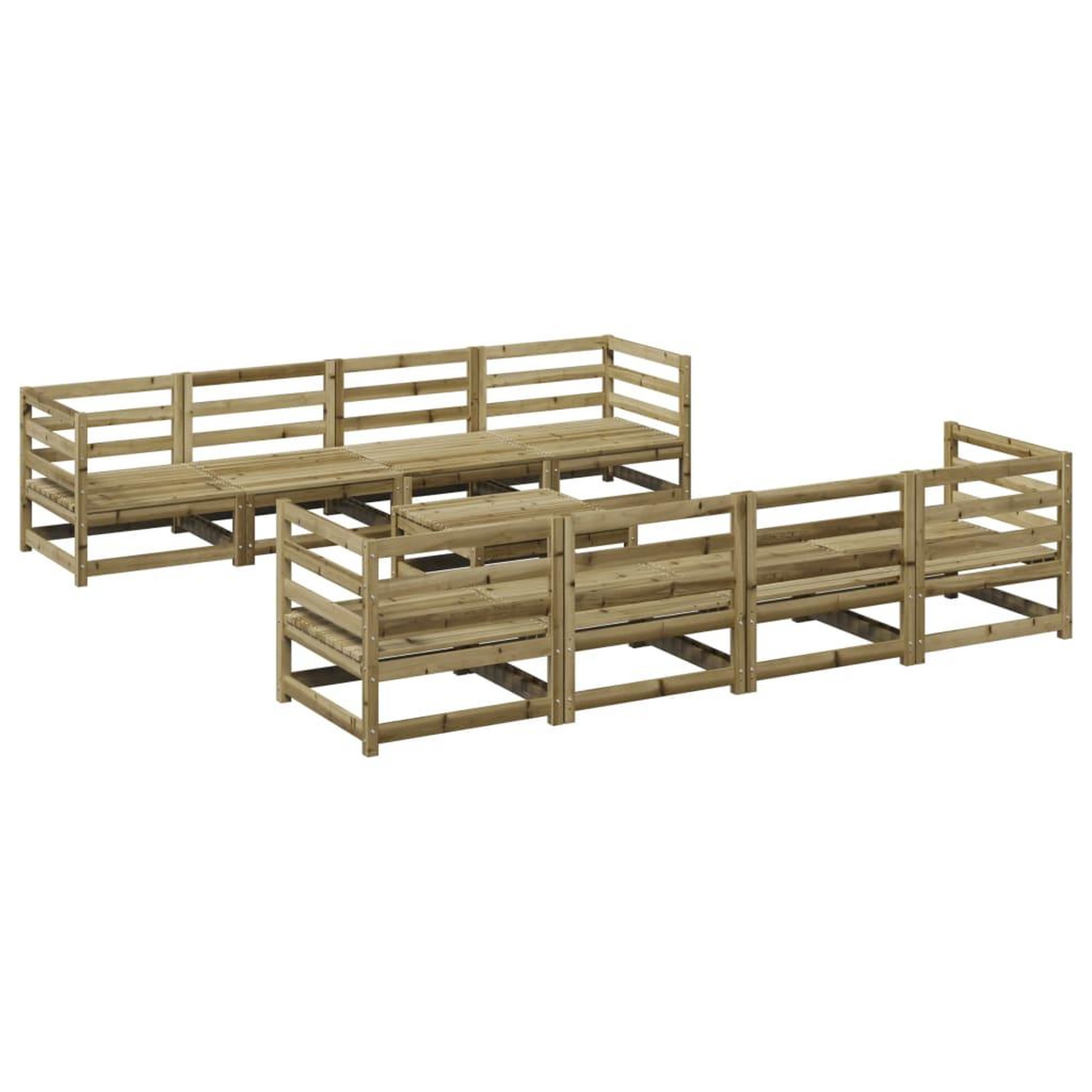 Voir la diapositive 2 : VIDAXL Salon de jardin 9 pcs bois de pin impregne
