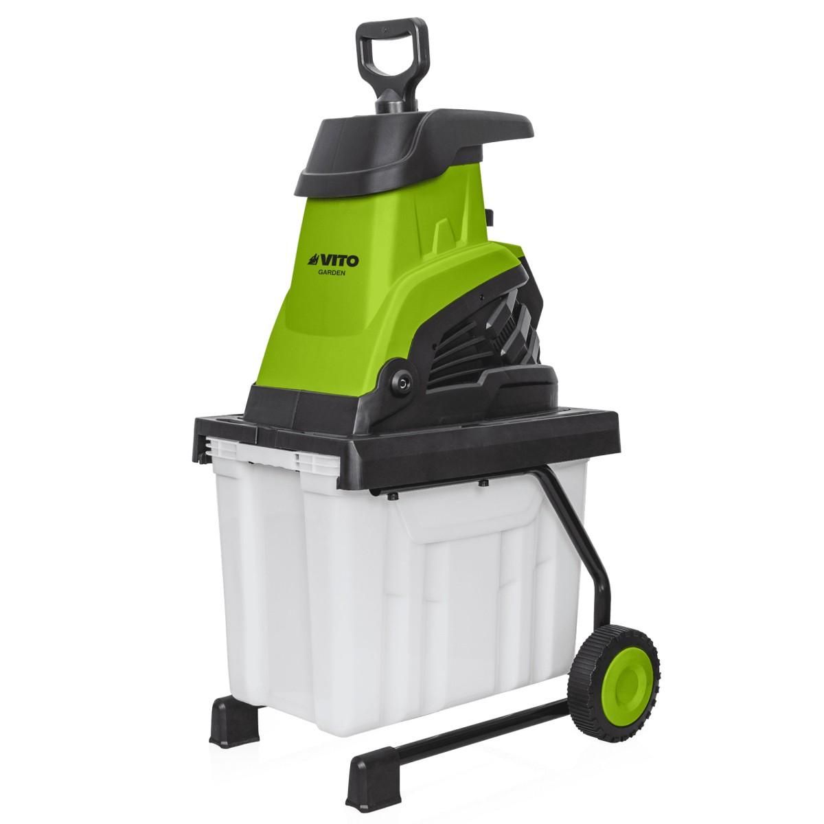 VITO Broyeur de végétaux 2500W Bac 45L Coupe Branches 45mm Elagage Jardinage Taillage VITO