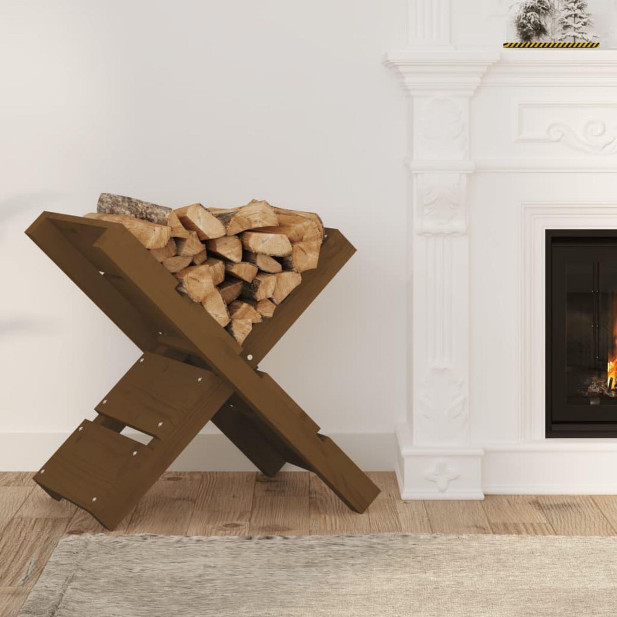 VIDAXL Porte-buches Marron miel 47x39,5x48 cm Bois massif de pin