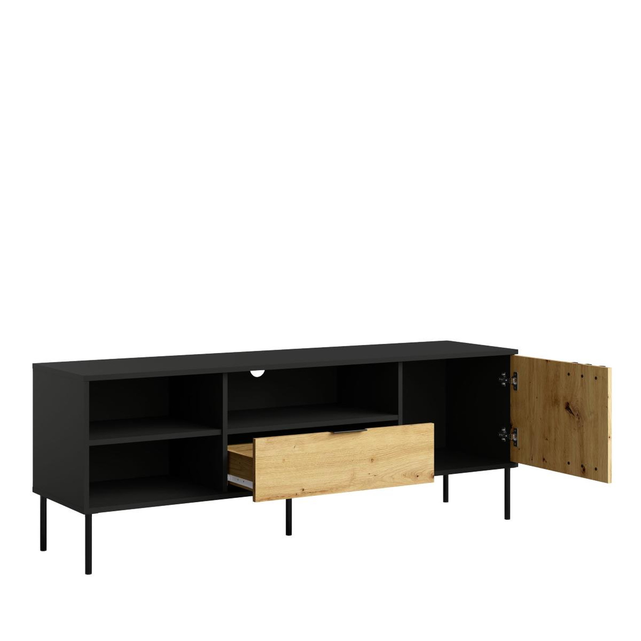 Voir la diapositive 3 : JLC KREATION Meuble tv moderne noir et bois 160cm irina