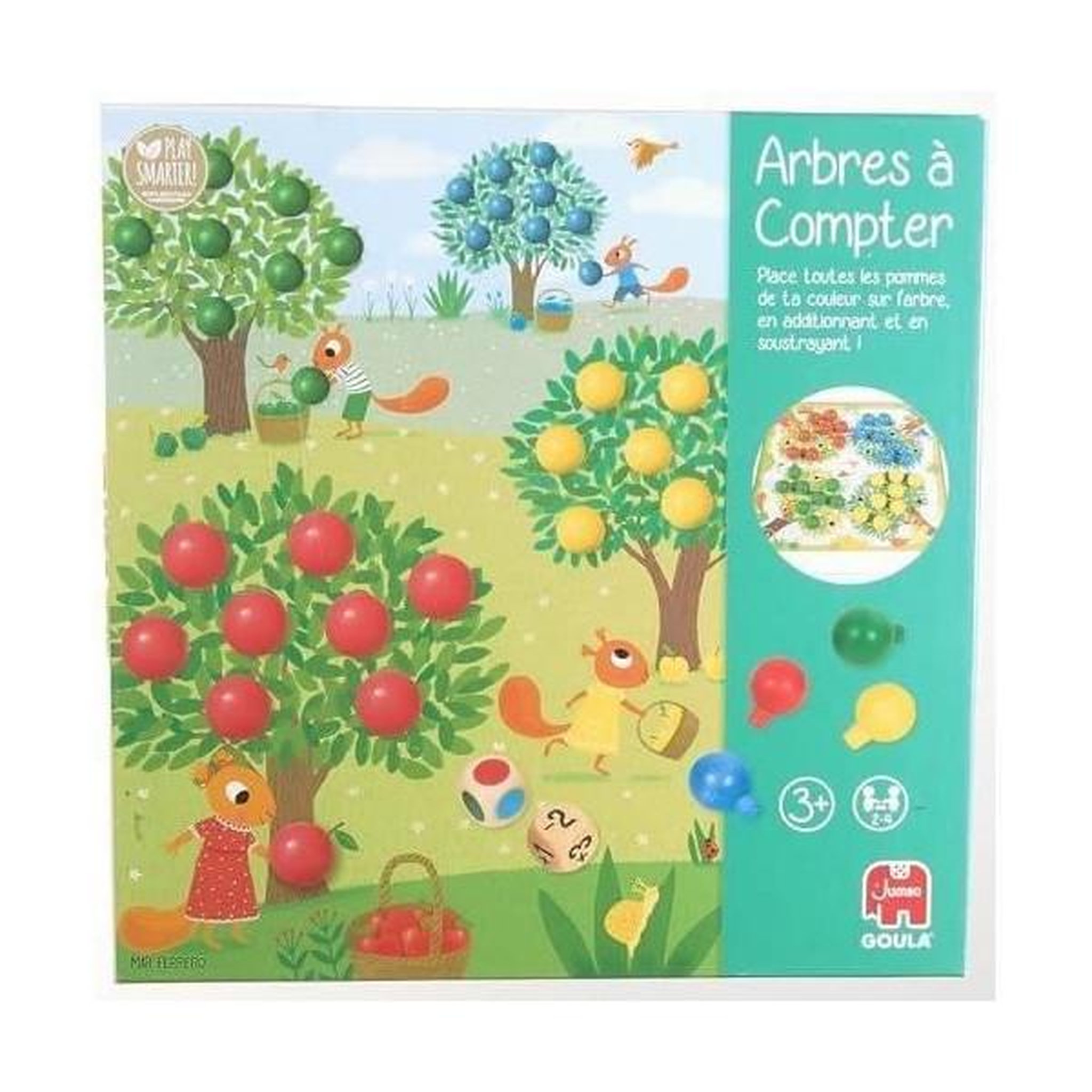 Voir la diapositive 5 : Goula Jeu éducatif - goula - arbres a compter - pommes en bois et dés