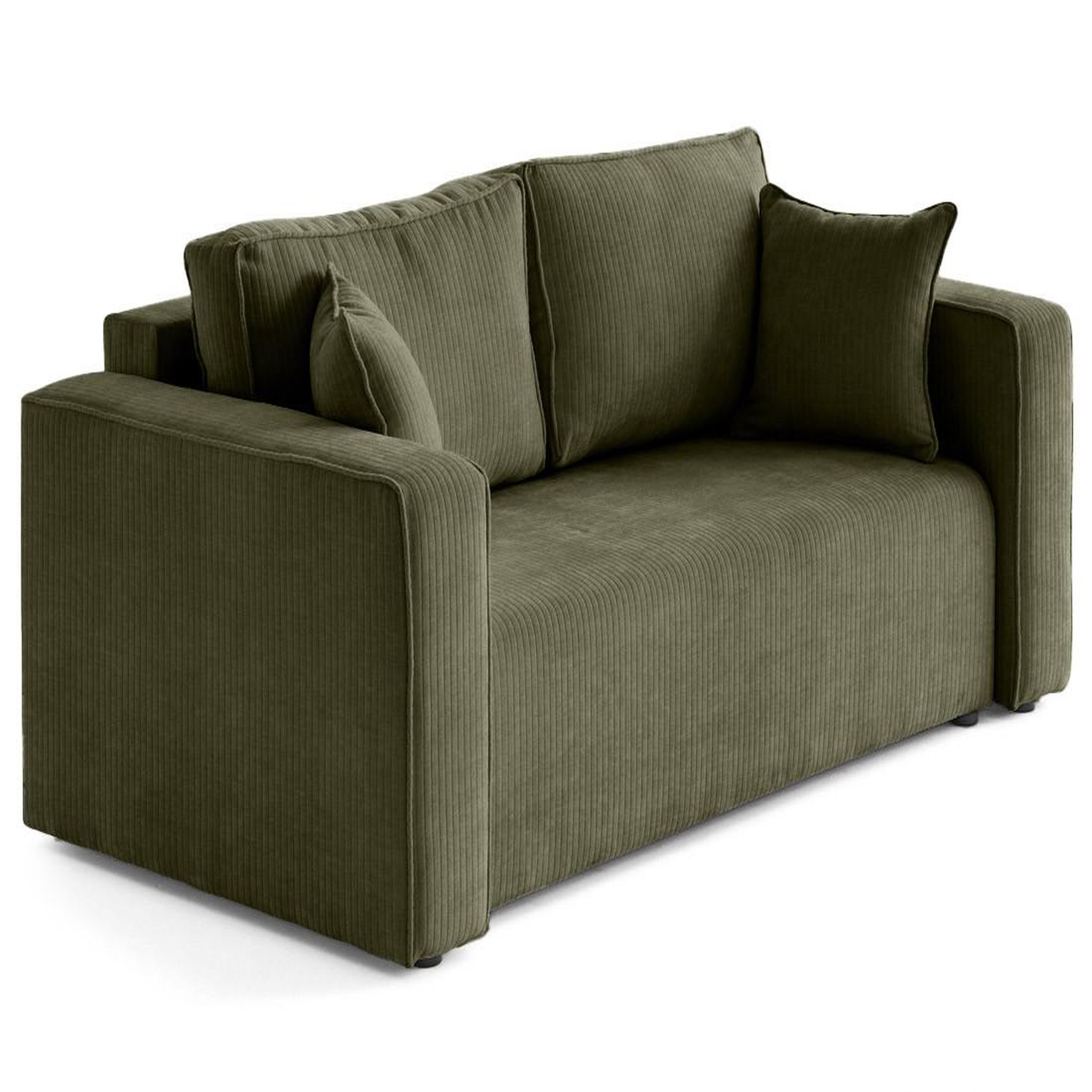 Voir la diapositive 3 : BEST MOBILIER Topaze - canapé droit 2 places en velours côtelé plat