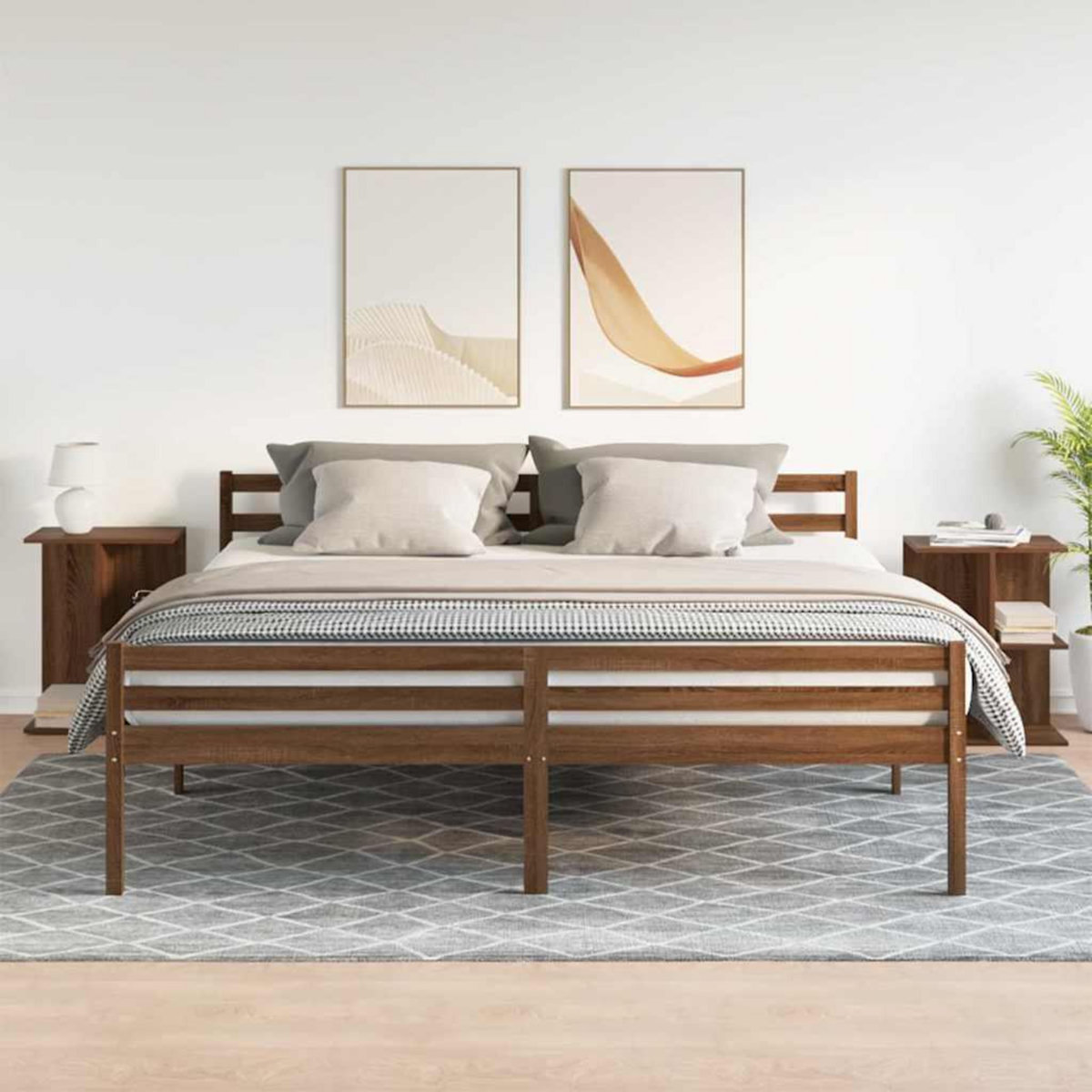 VIDAXL Tables de chevet 2 pcs chene marron bois d'ingenierie