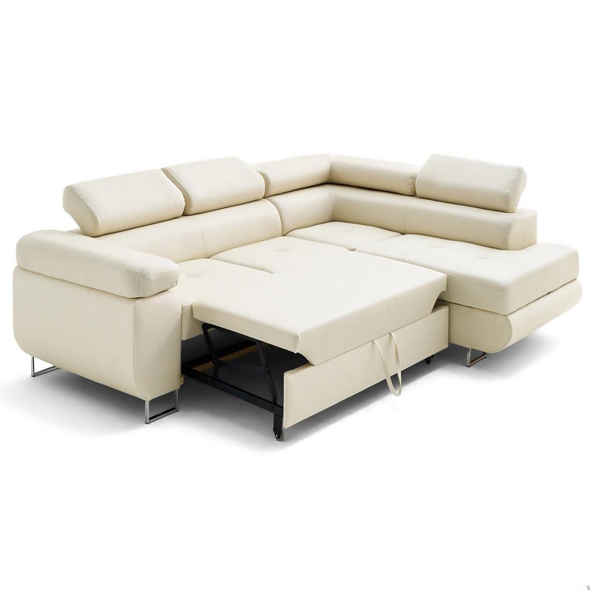 Voir la diapositive 5 : LISA DESIGN Zaria - canapé d'angle droit 5 places convertible avec coffre et têtières en simili
