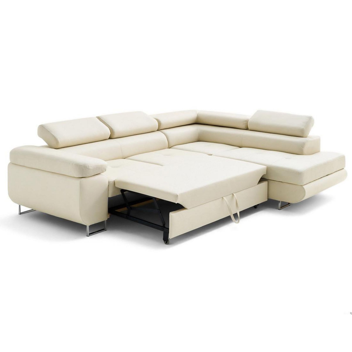 LISA DESIGN Zaria - canapé d'angle droit 5 places convertible avec coffre et têtières en simili