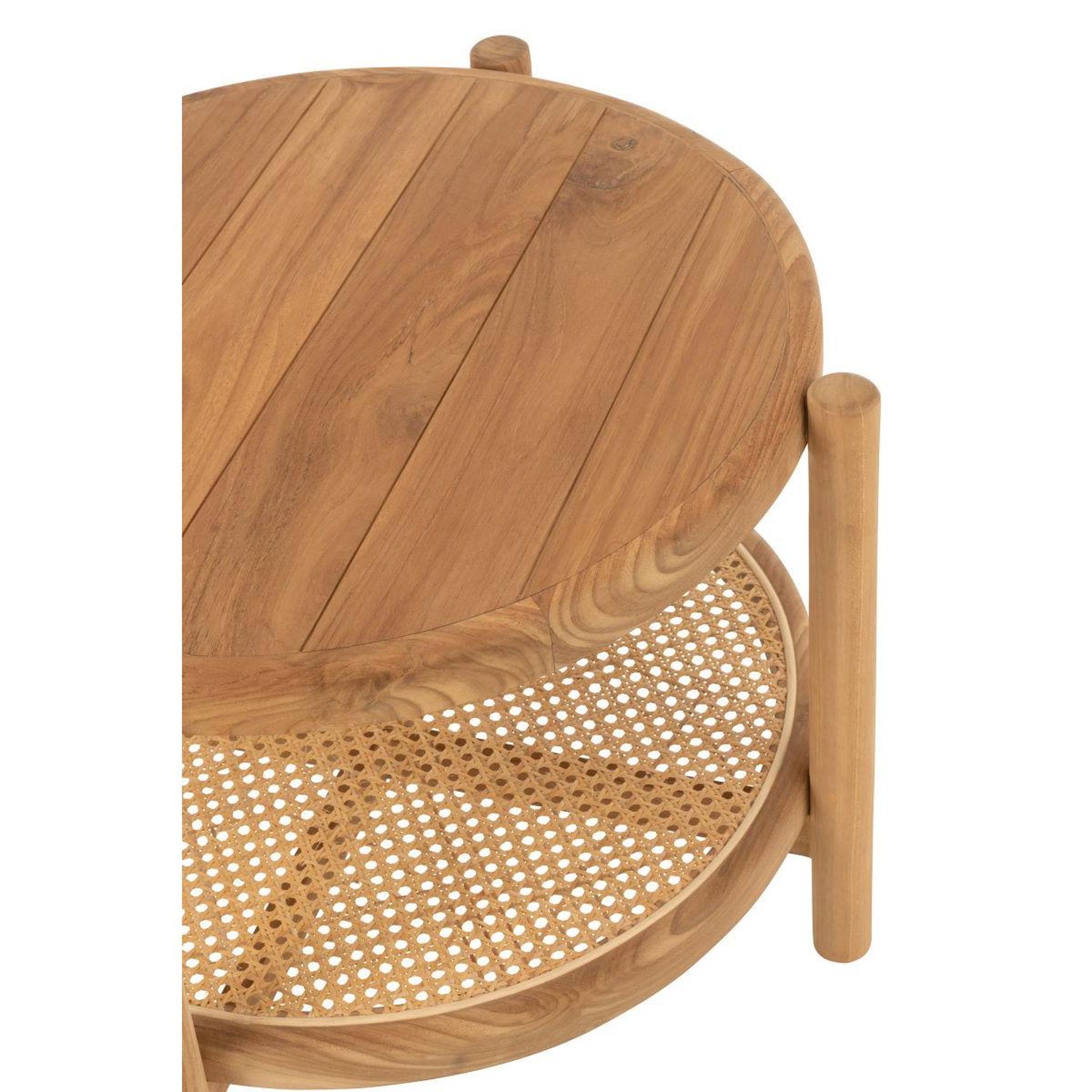 Voir la diapositive 5 : J-LINE Table basse en teck  luann  68cm naturel