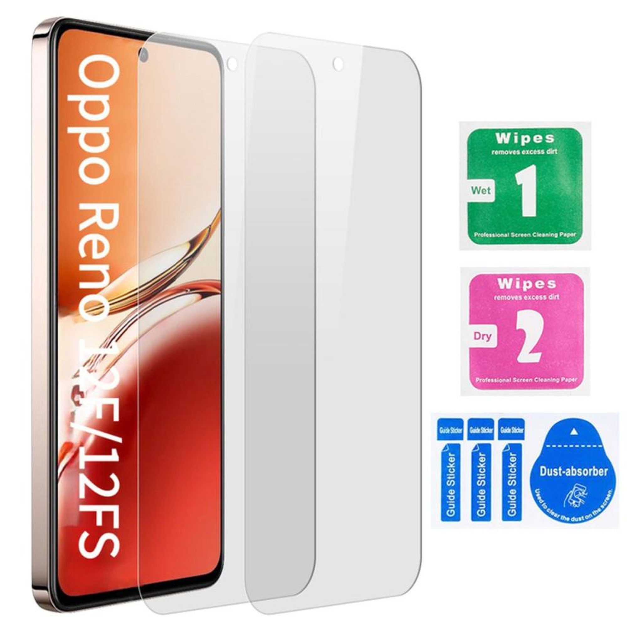 Protection écran en verre trempé pour Oppo Reno 12F/12FS 6,67  (lot de 2) ultra-clair 9H, film transparent, revêtement oléophobe