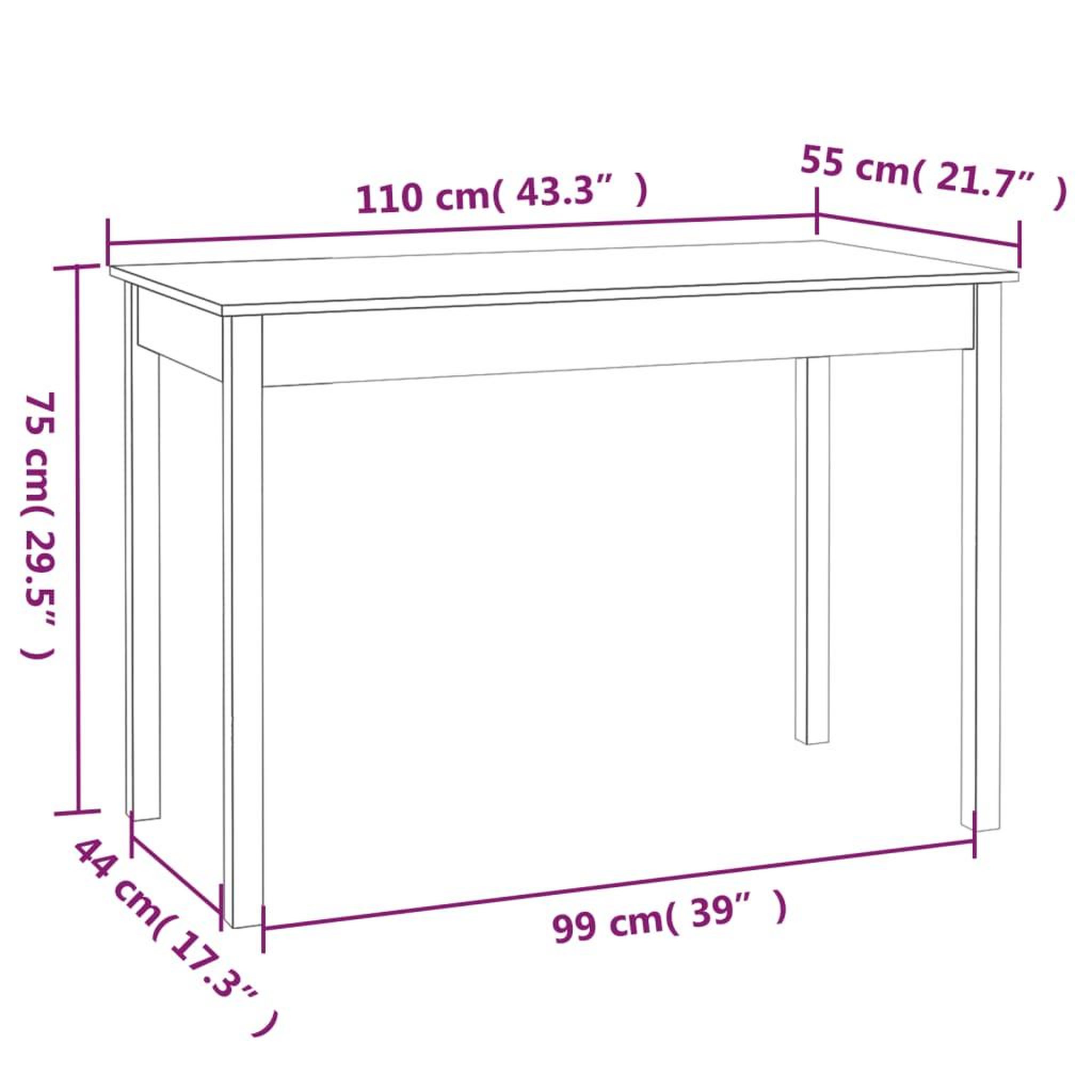 Voir la diapositive 6 : VIDAXL Table a manger 110x55x75 cm Bois massif de pin