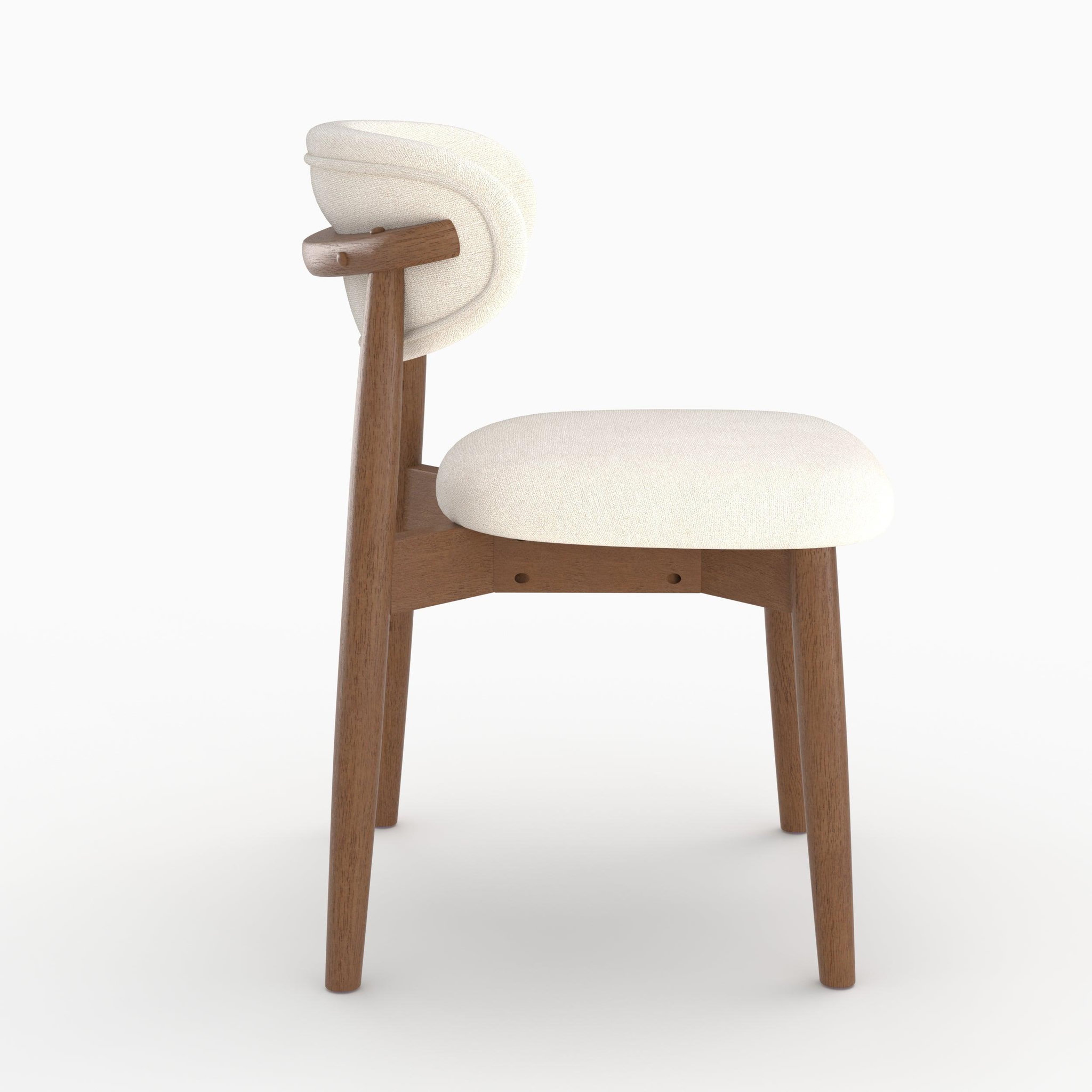 Voir la diapositive 6 : MAISON PAVANE Lot de 2 chaises en tissu beige et bois d'hévéa foncé-yuna