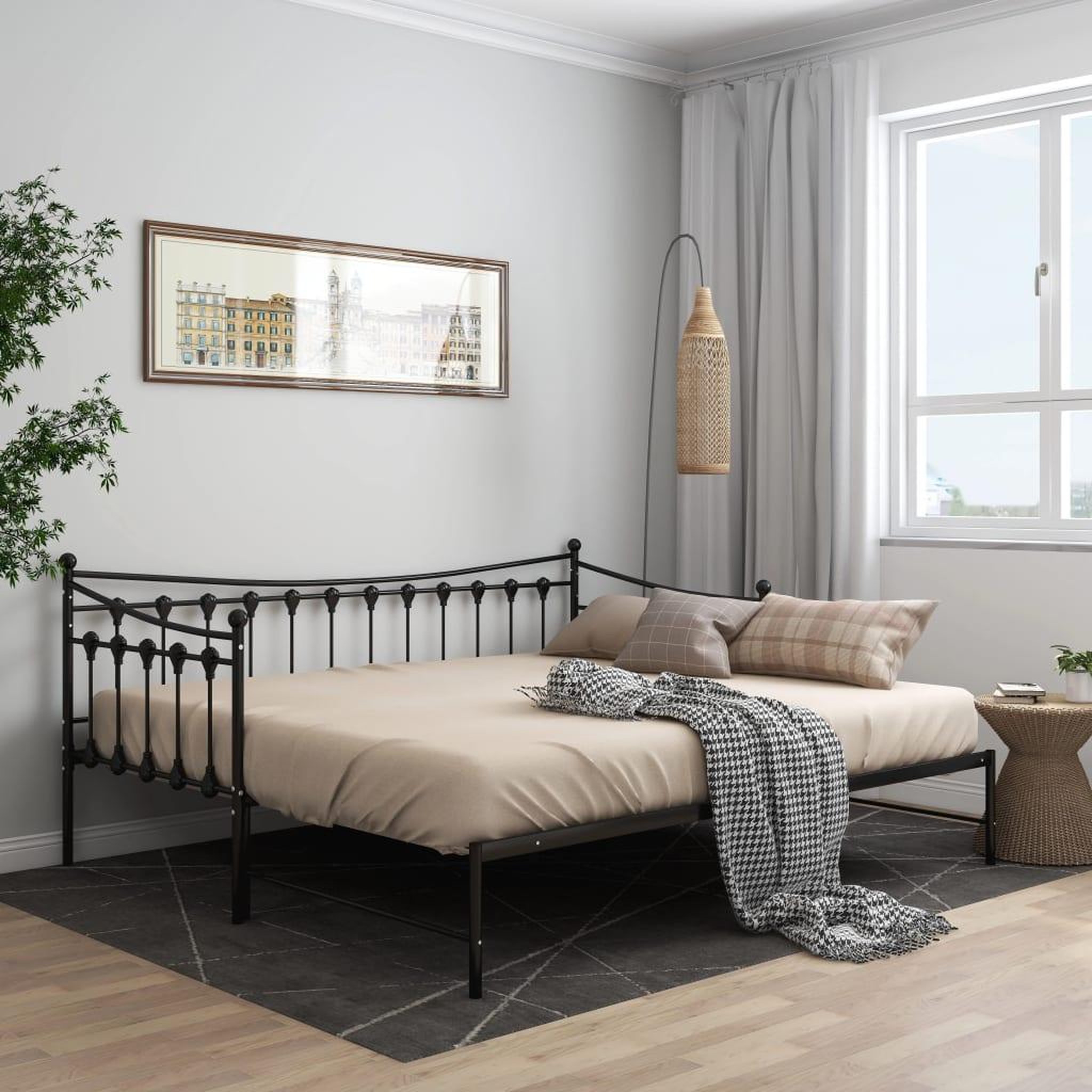 Voir la diapositive 1 : VIDAXL Cadre de canape-lit extensible sans matelas Noir Metal 90x200cm