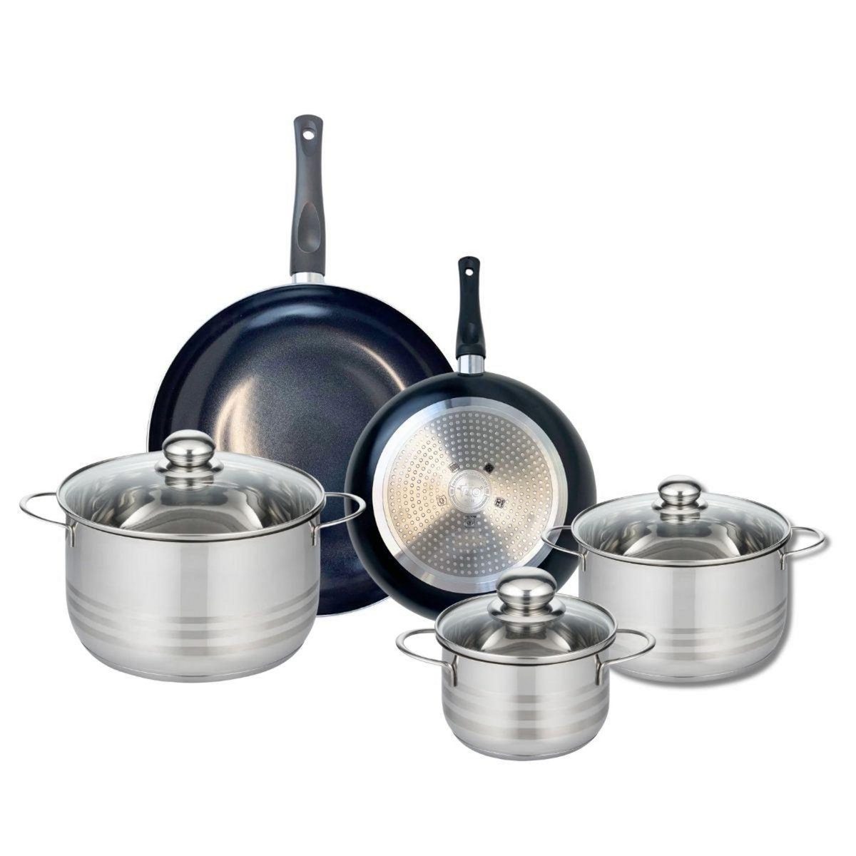 ELO Ensemble de 2 Poêles de cuisson 24 et 32 cm et 3 faitouts 16, 20 et 24 cm Elo Prima Brillant