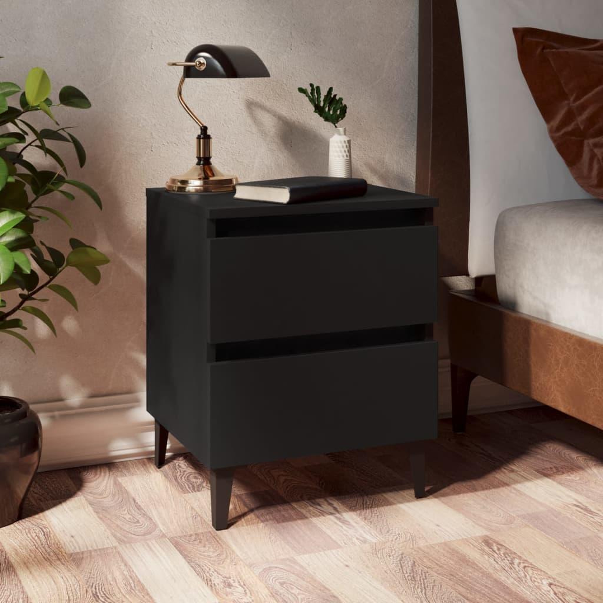 Voir la diapositive 1 : VIDAXL Table de chevet noir 40x35x50 cm bois d'ingenierie