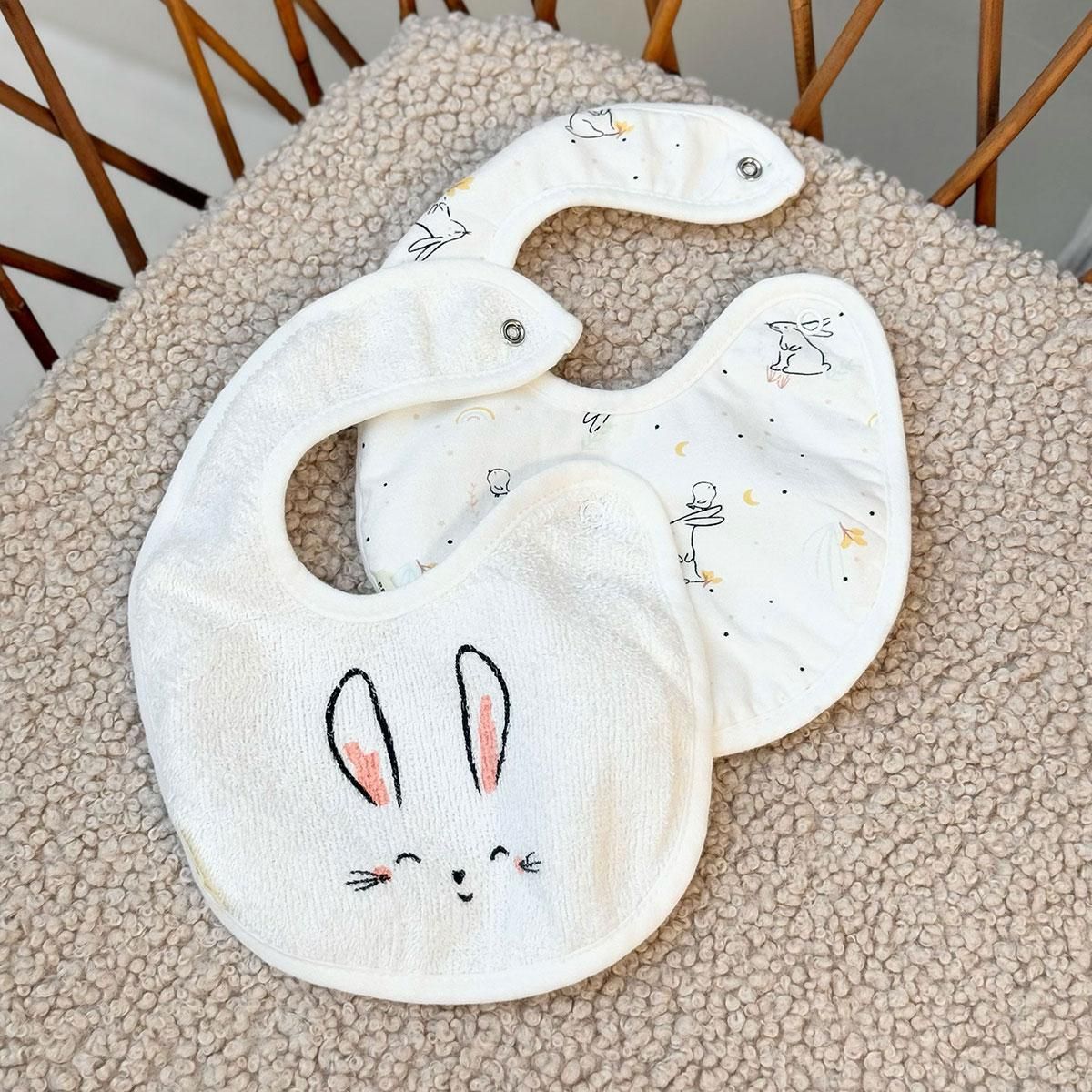 Petit Béguin Lot de 2 bavoirs bébé Hello Baby