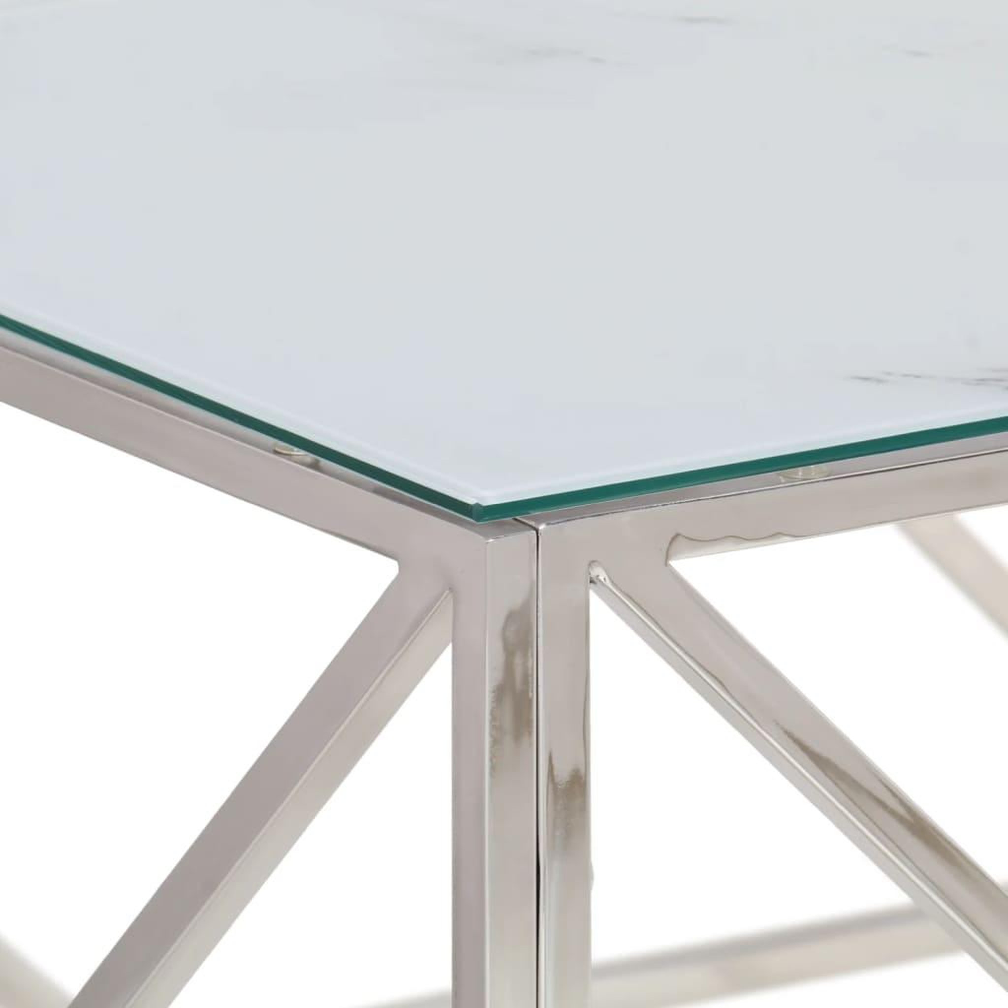 Voir la diapositive 5 : VIDAXL Table basse argente acier inoxydable et verre trempe