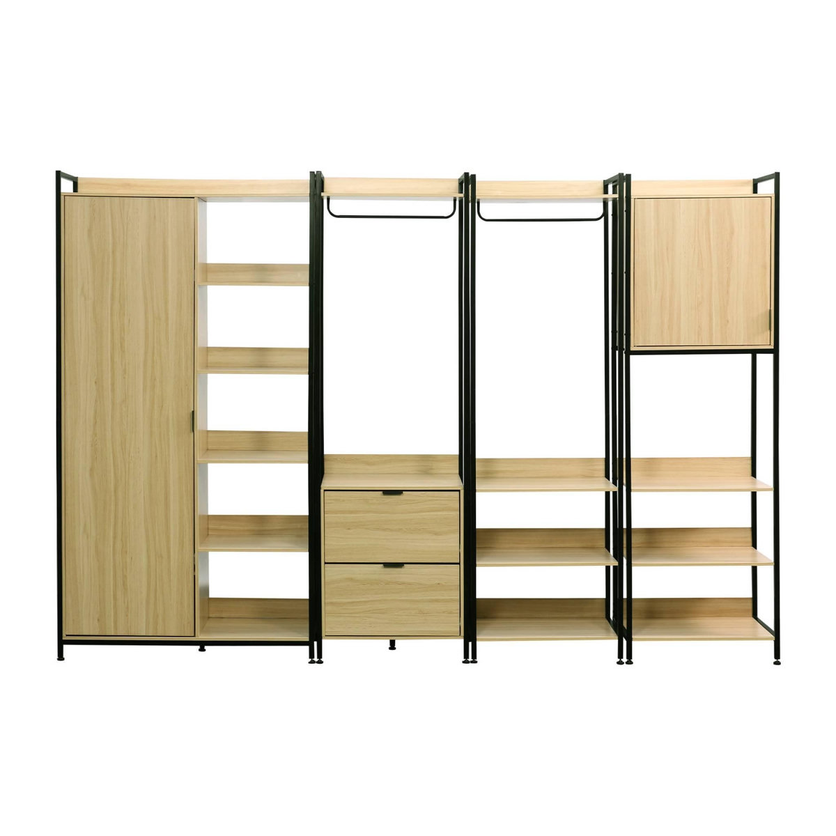 SWEEEK Kit dressing modulable noir avec 4 éléments. L 280 x P 48 x H 190 cm