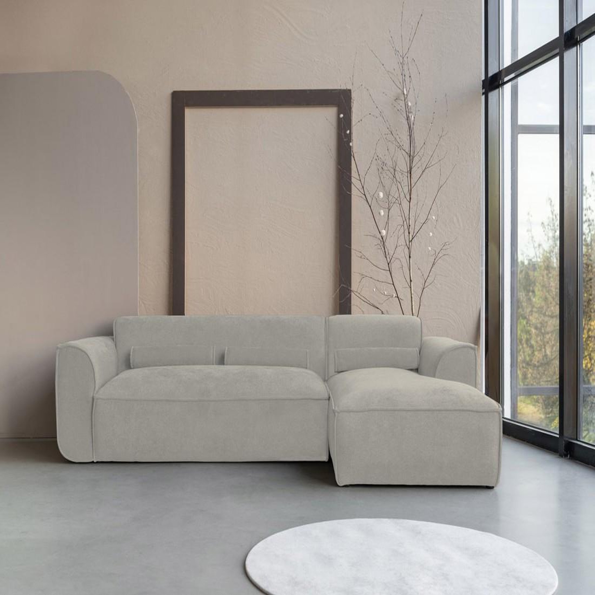 Voir la diapositive 4 : BEST MOBILIER Felix - canapé modulable d'angle droit 4 places en tissu texturé