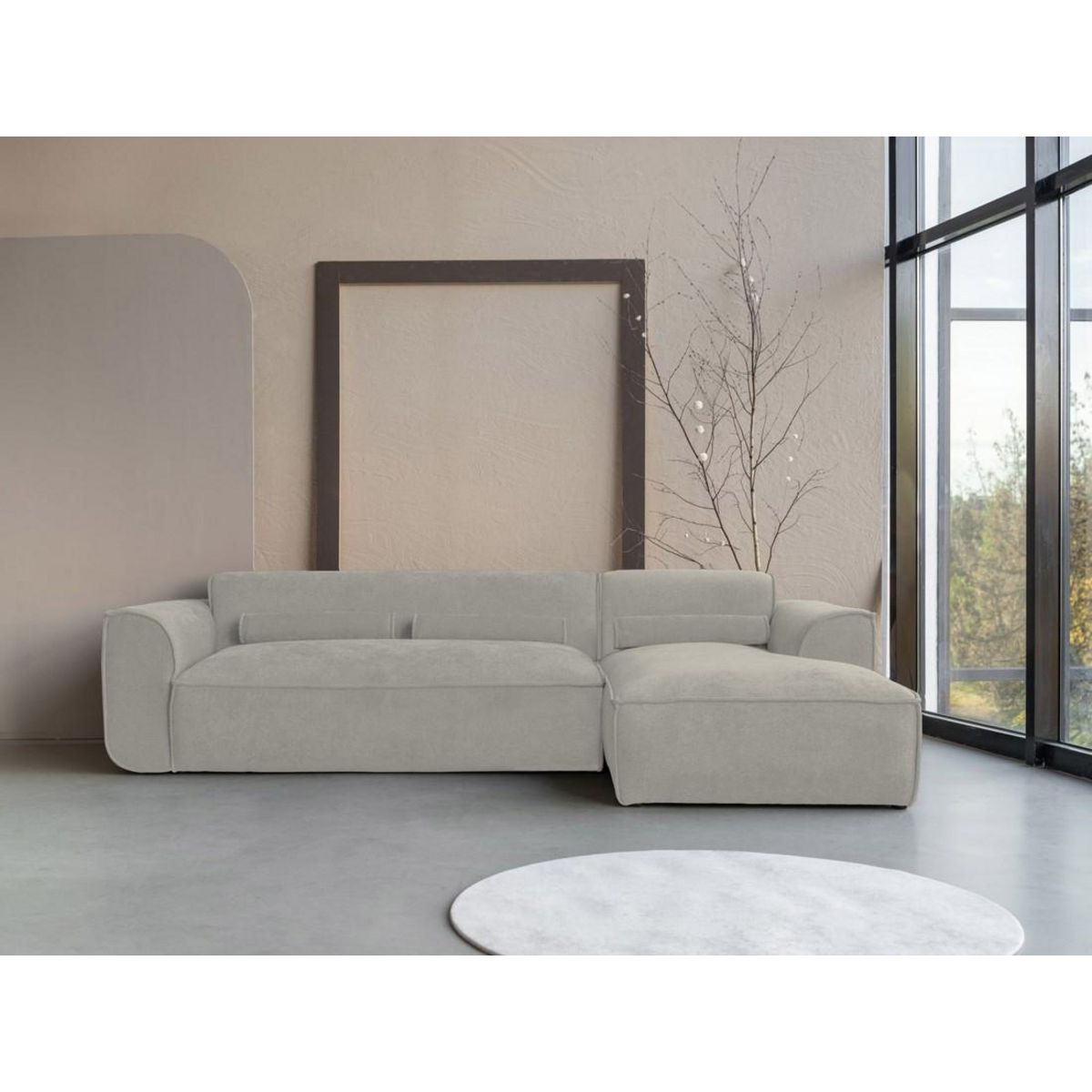 BEST MOBILIER Felix - canapé modulable d'angle droit 4 places en tissu texturé