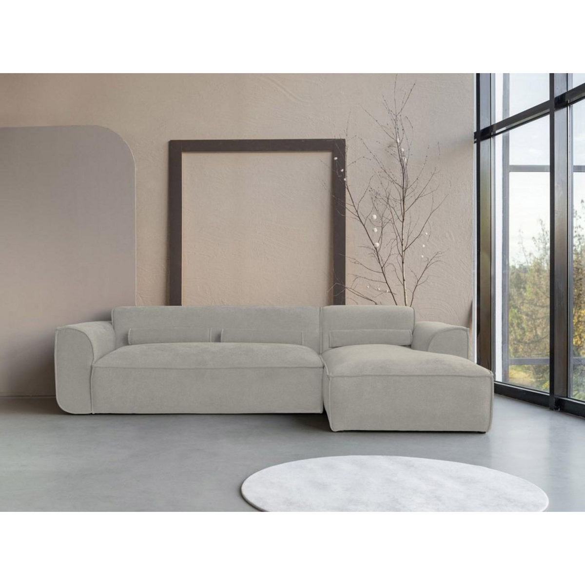 BEST MOBILIER Felix - canapé modulable d'angle droit 4 places en tissu texturé