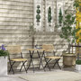 Voir la diapositive 2 : OUTSUNNY Ensemble bistro de jardin 3 pièces pliantes style cosy 2 chaises + table acier époxy noir résine tressée beige
