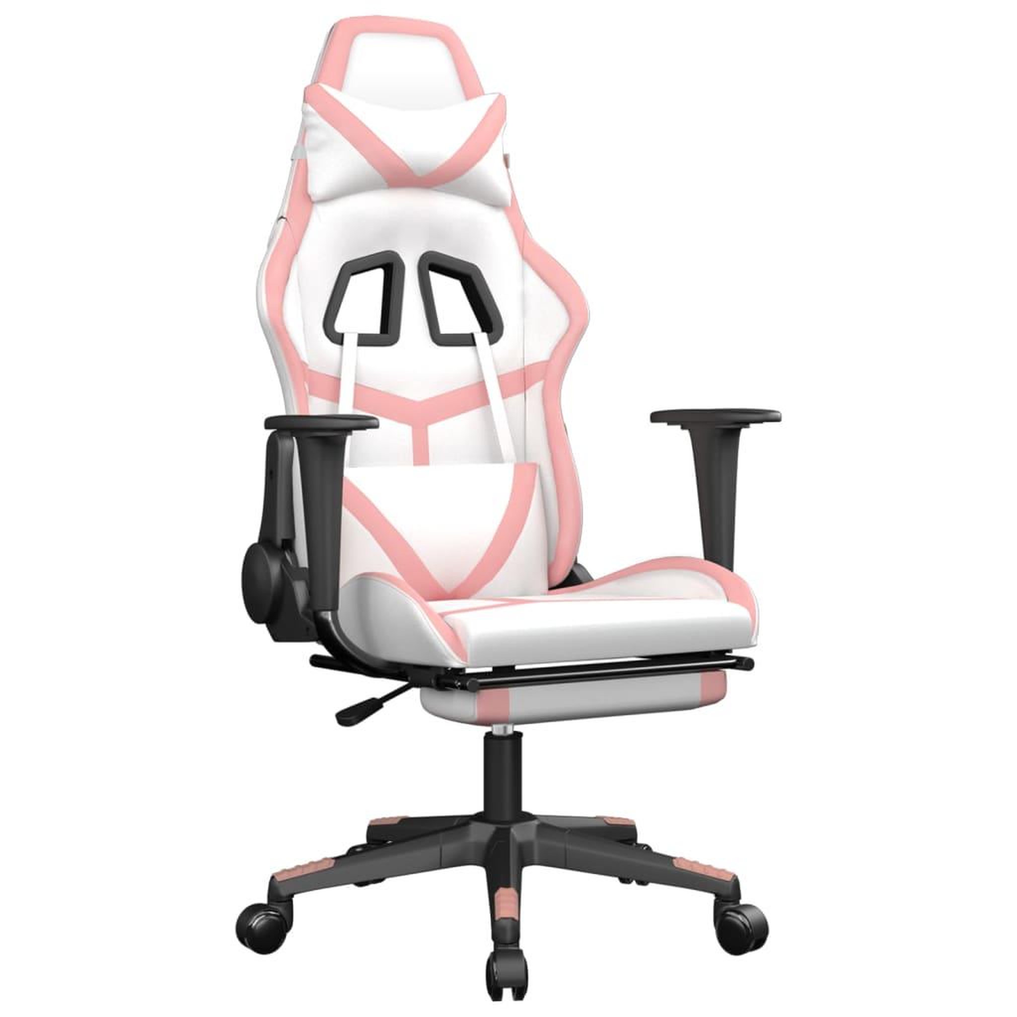 Voir la diapositive 2 : VIDAXL Chaise de jeu avec repose-pied Blanc et rose Similicuir