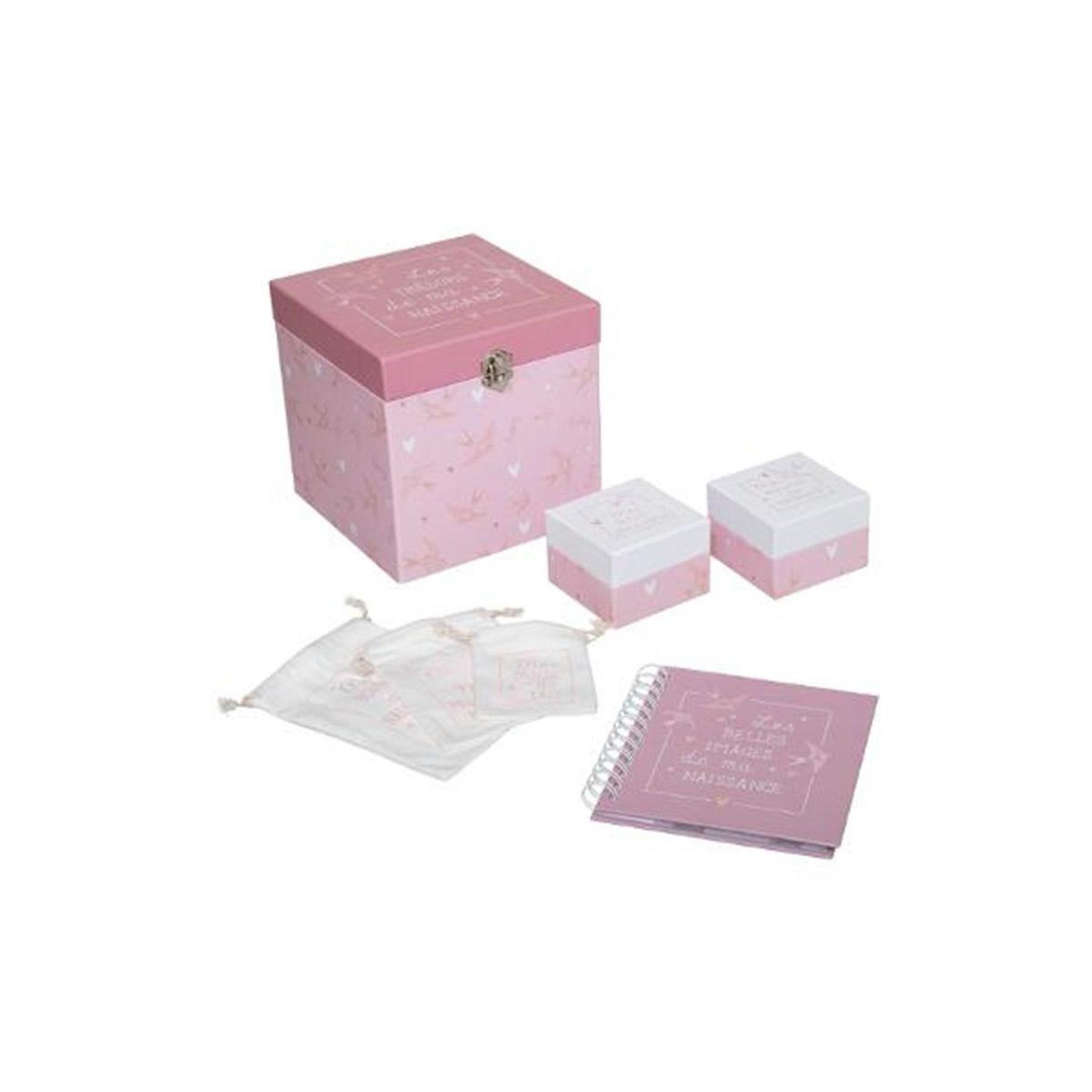 Voir la diapositive 1 : Atmosphera Kids Coffret de Naissance  Trésors  18cm Rose