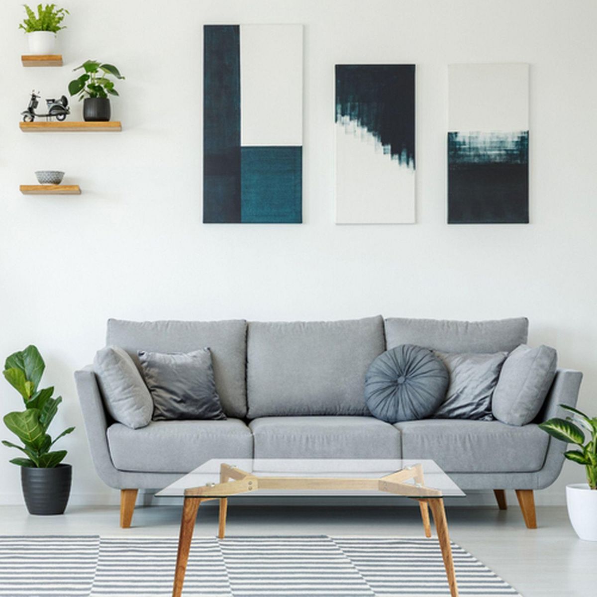 The Home Deco Factory Table basse rectangulaire design bois et verre Alexia - L. 110 x H. 45 cm - Beige