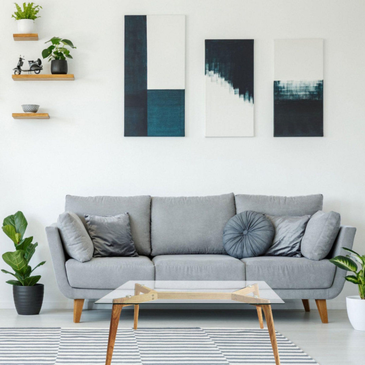 The Home Deco Factory Table basse rectangulaire design bois et verre Alexia - L. 110 x H. 45 cm - Beige