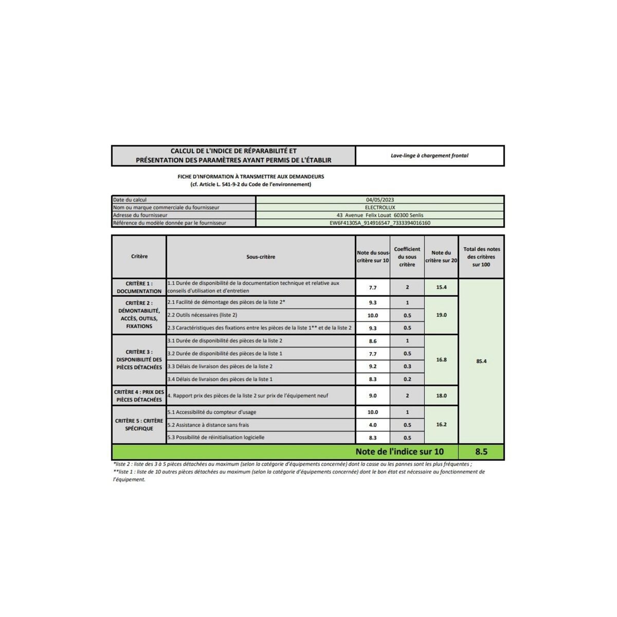 ELECTROLUX Lave-linge frontal 10kg 1400 tours/min - EW6F4130SA