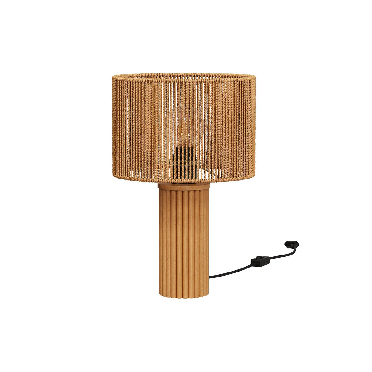 Rendez vous déco Lampe en papier de corde et socle en rondin de bois-Mira
