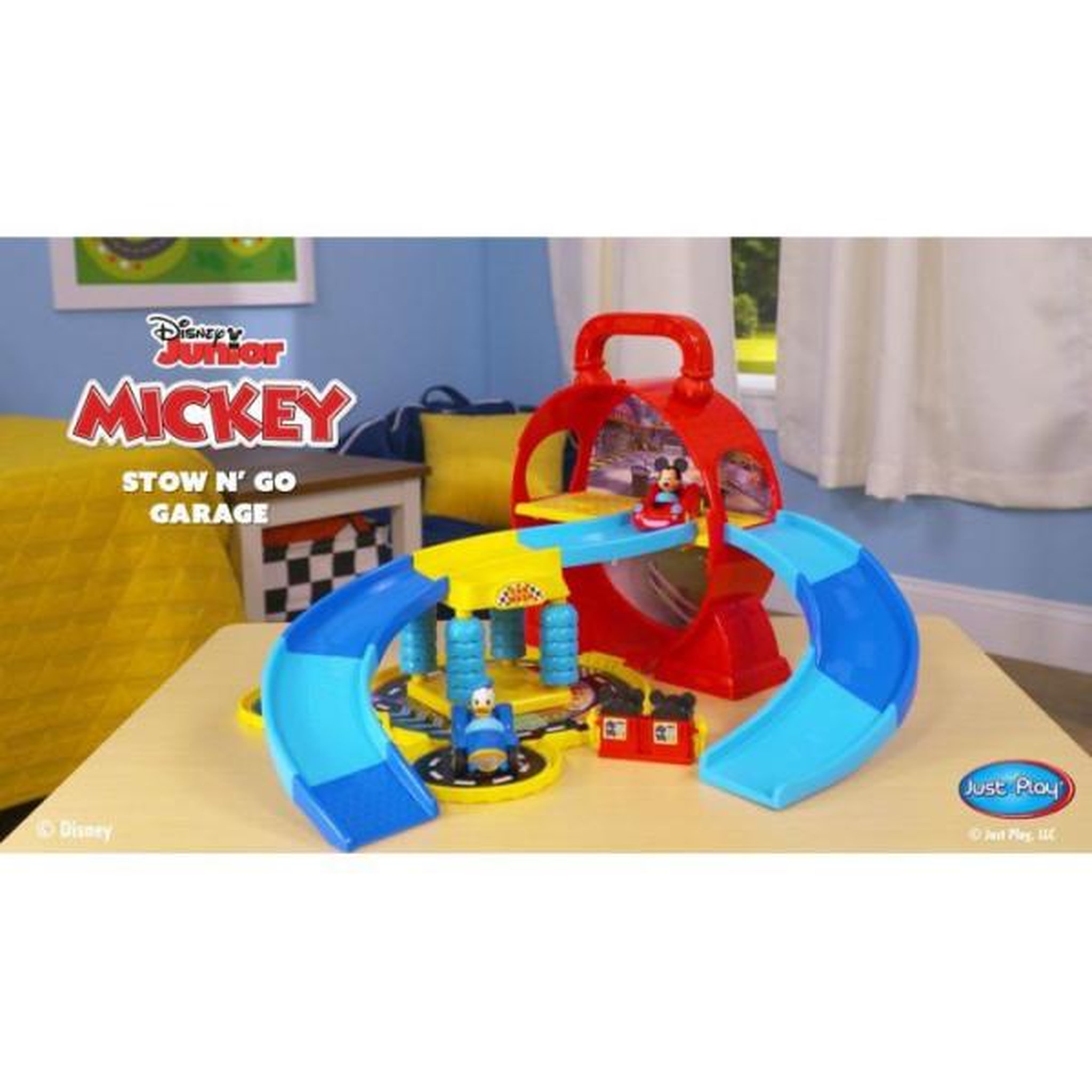 Voir la diapositive 4 : DISNEY Garage transportable - disney - mickey mouse stow n' go - 12 accessoires - 2 véhicules inclus
